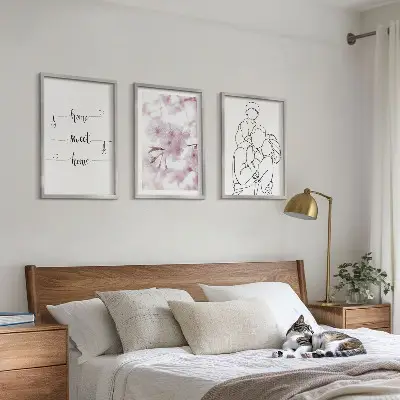 Květiny rodinné minimalistické sada 3 obrazů