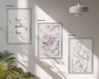 Květiny rodinné minimalistické sada 3 obrazů