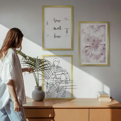 Květiny rodinné minimalistické sada 3 obrazů