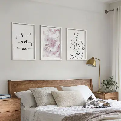 Květiny rodinné minimalistické sada 3 obrazů
