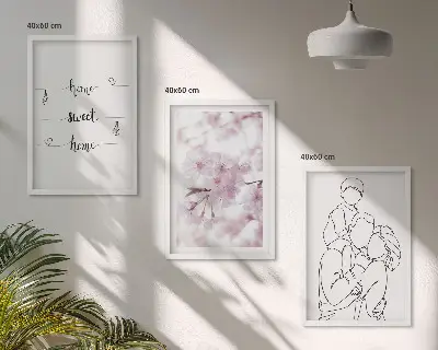 Květiny rodinné minimalistické sada 3 obrazů