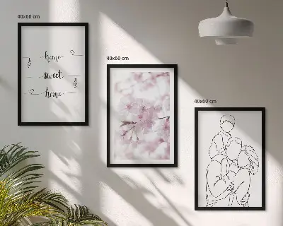 Květiny rodinné minimalistické sada 3 obrazů