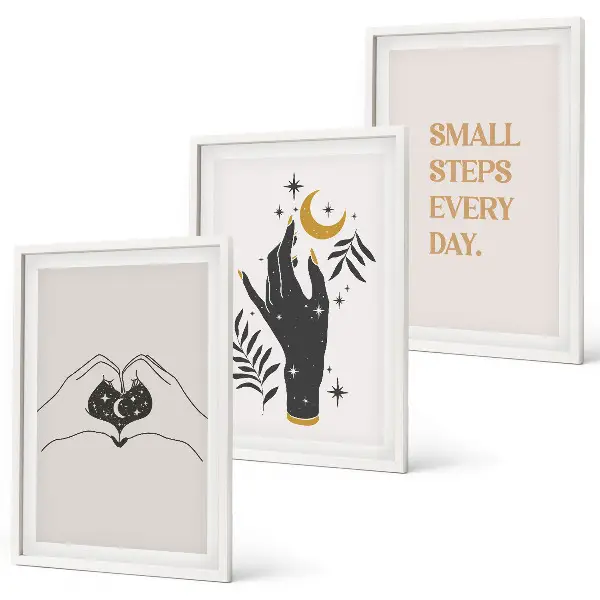Sada obrazů do obývacího pokoje minimalistické boho ilustrace