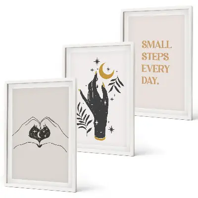 Sada obrazů do obývacího pokoje minimalistické boho ilustrace