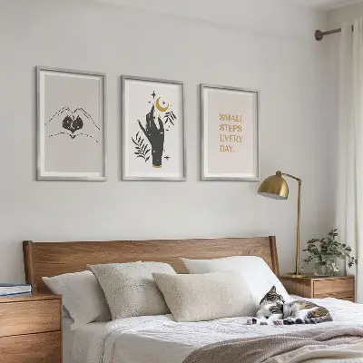 Sada obrazů do obývacího pokoje minimalistické boho ilustrace