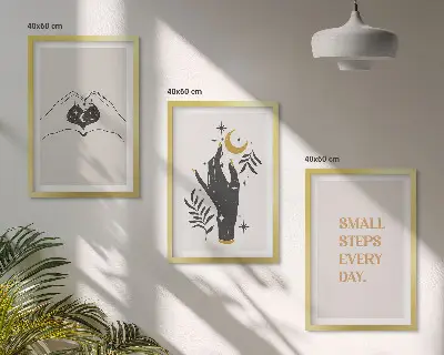 Sada obrazů do obývacího pokoje minimalistické boho ilustrace