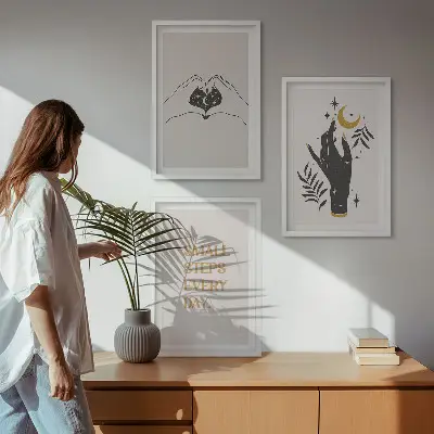 Sada obrazů do obývacího pokoje minimalistické boho ilustrace