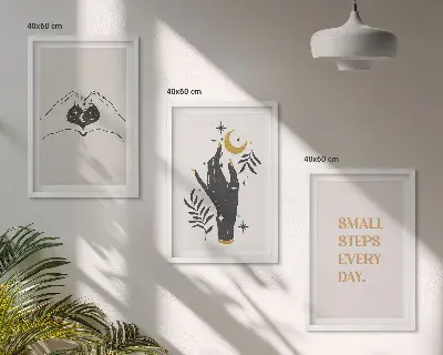 Sada obrazů do obývacího pokoje minimalistické boho ilustrace