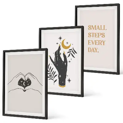 Sada obrazů do obývacího pokoje minimalistické boho ilustrace