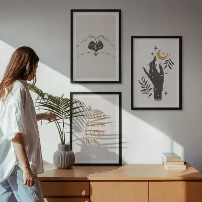 Sada obrazů do obývacího pokoje minimalistické boho ilustrace
