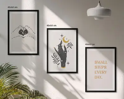 Sada obrazů do obývacího pokoje minimalistické boho ilustrace