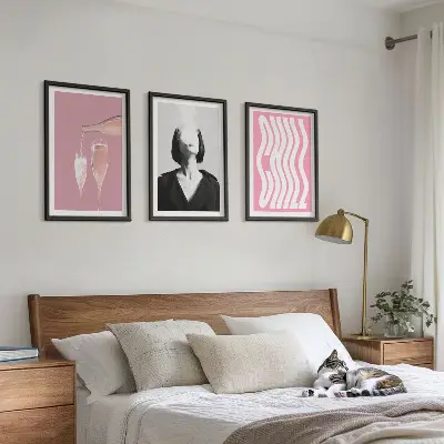 Sada 3 obrazů stylový portrét šampaňského a relaxace