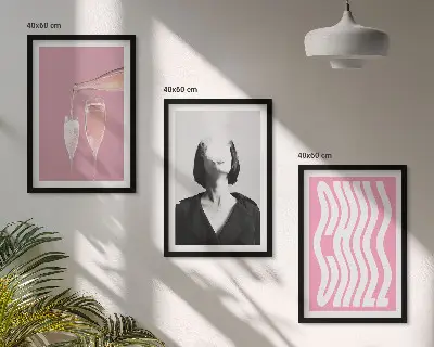 Sada 3 obrazů stylový portrét šampaňského a relaxace