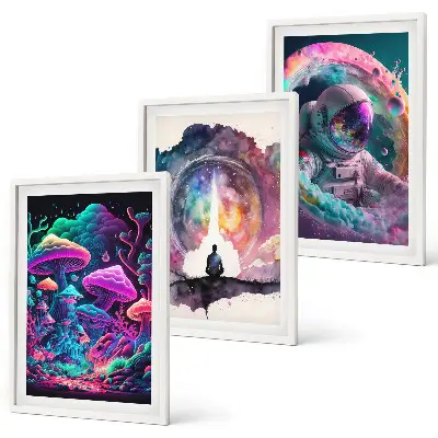 Sada obrazů do obývacího pokoje barevné fantasy ilustrace