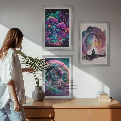 Sada obrazů do obývacího pokoje barevné fantasy ilustrace