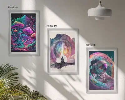 Sada obrazů do obývacího pokoje barevné fantasy ilustrace