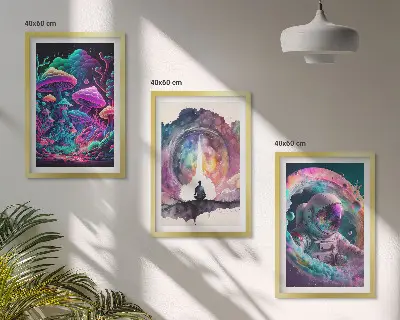 Sada obrazů do obývacího pokoje barevné fantasy ilustrace