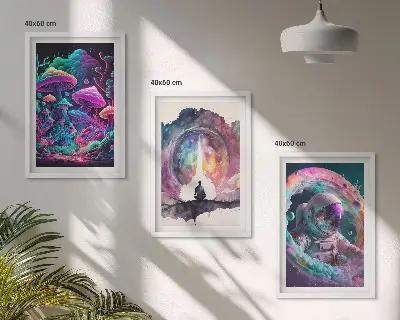 Sada obrazů do obývacího pokoje barevné fantasy ilustrace