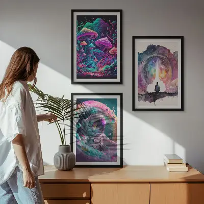 Sada obrazů do obývacího pokoje barevné fantasy ilustrace