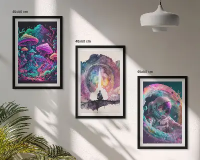 Sada obrazů do obývacího pokoje barevné fantasy ilustrace