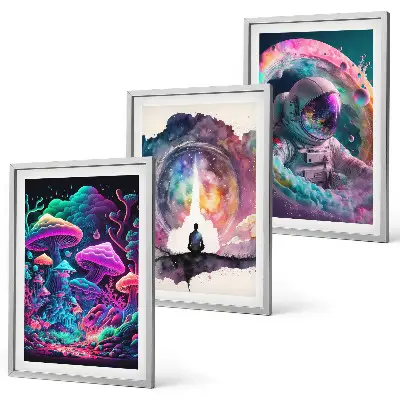 Sada obrazů do obývacího pokoje barevné fantasy ilustrace