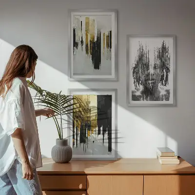 Sada obrazů do obývacího pokoje kontrastní abstraktní portréty