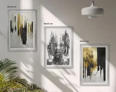 Sada obrazů do obývacího pokoje kontrastní abstraktní portréty