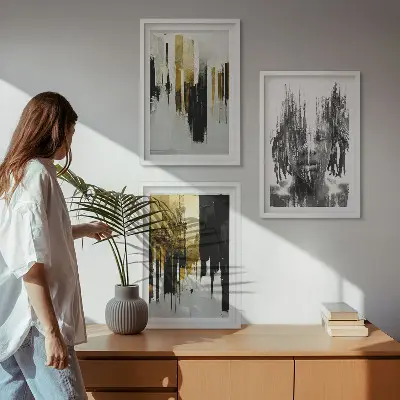 Sada obrazů do obývacího pokoje kontrastní abstraktní portréty