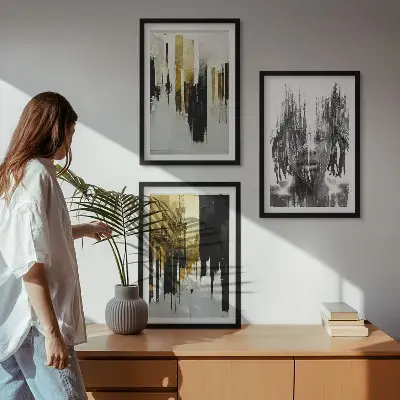 Sada obrazů do obývacího pokoje kontrastní abstraktní portréty