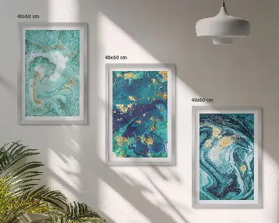Sada obrazů do obývacího pokoje abstrakce v tyrkysových barvách