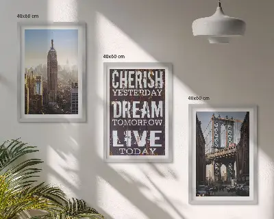 Sada obrazů do obývacího pokoje s motivem newyorské krajiny s citátem