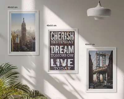 Sada obrazů do obývacího pokoje s motivem newyorské krajiny s citátem