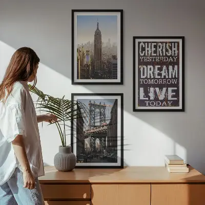 Sada obrazů do obývacího pokoje s motivem newyorské krajiny s citátem