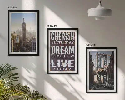 Sada obrazů do obývacího pokoje s motivem newyorské krajiny s citátem