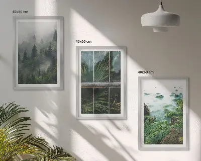 Sada obrazů do obývacího pokoje lesní mlha a břeh řeky
