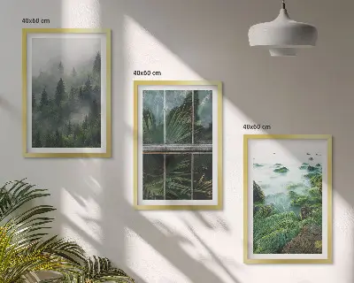 Sada obrazů do obývacího pokoje lesní mlha a břeh řeky