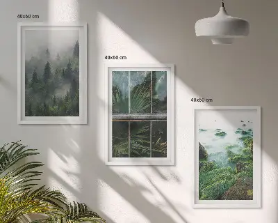 Sada obrazů do obývacího pokoje lesní mlha a břeh řeky