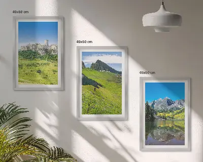 Zelené kopce s hradem sada 3 obrazů