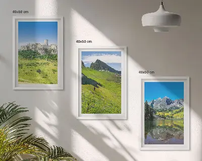 Zelené kopce s hradem sada 3 obrazů