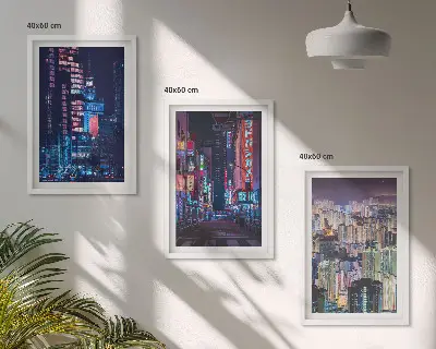Sada obrazů do obývacího pokoje neonová světla nočního města