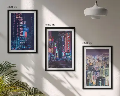 Sada obrazů do obývacího pokoje neonová světla nočního města