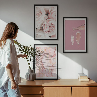 Sada obrazů do obývacího pokoje Mramorové pozadí šampaňských růží