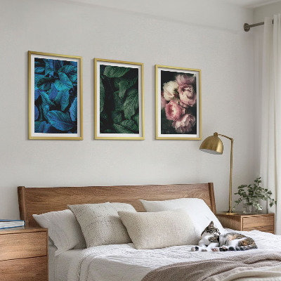 Sada obrazů do obývacího pokoje Listy, květy, různé barvy
