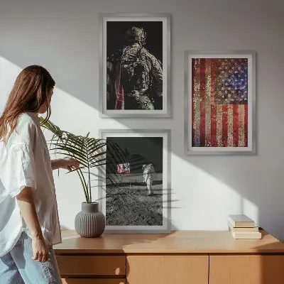 Vícedílný obraz na stěnu americké symboly s vlajkou USA