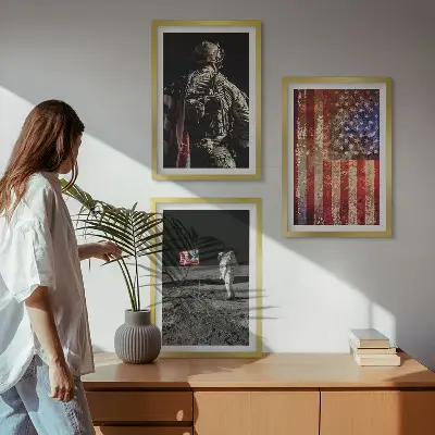Vícedílný obraz na stěnu americké symboly s vlajkou USA