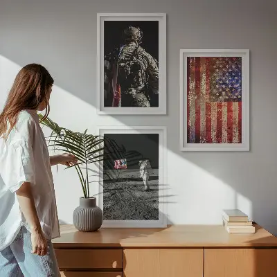 Vícedílný obraz na stěnu americké symboly s vlajkou USA