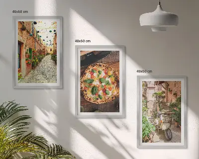 Sada 3 obrazů okouzlující uličky s pizzou