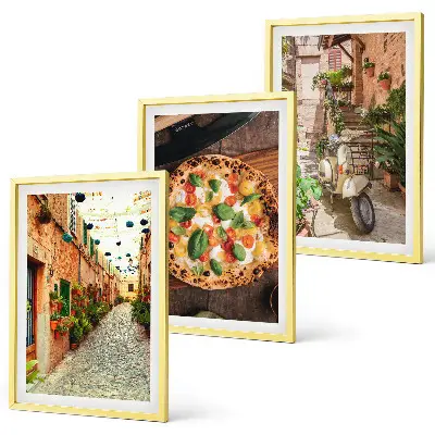 Sada 3 obrazů okouzlující uličky s pizzou