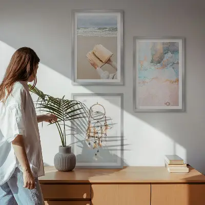 Kompozice obrazů na zeď abstraktní moře v boho stylu