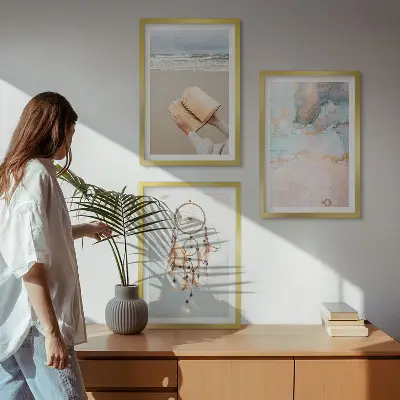 Kompozice obrazů na zeď abstraktní moře v boho stylu